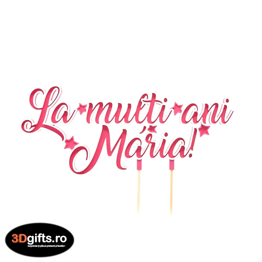 Decor Tort Personalizat Roz - "La Mulți Ani" Cu Nume