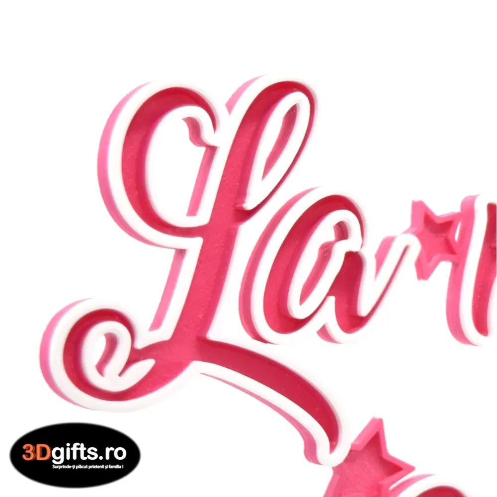 Decor Tort Personalizat Roz - "La Mulți Ani" Cu Nume