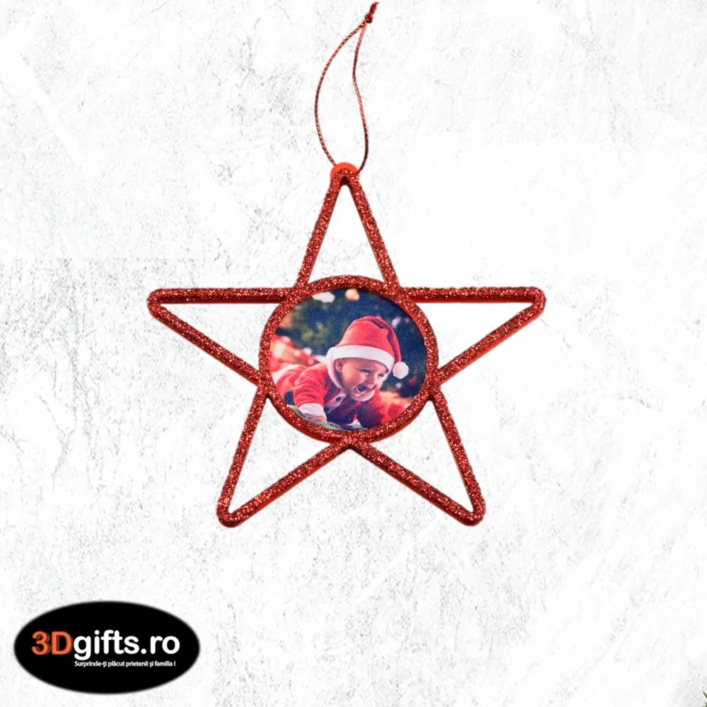 Ornament Brad Personalizat - Model “Stea”, Roșu
