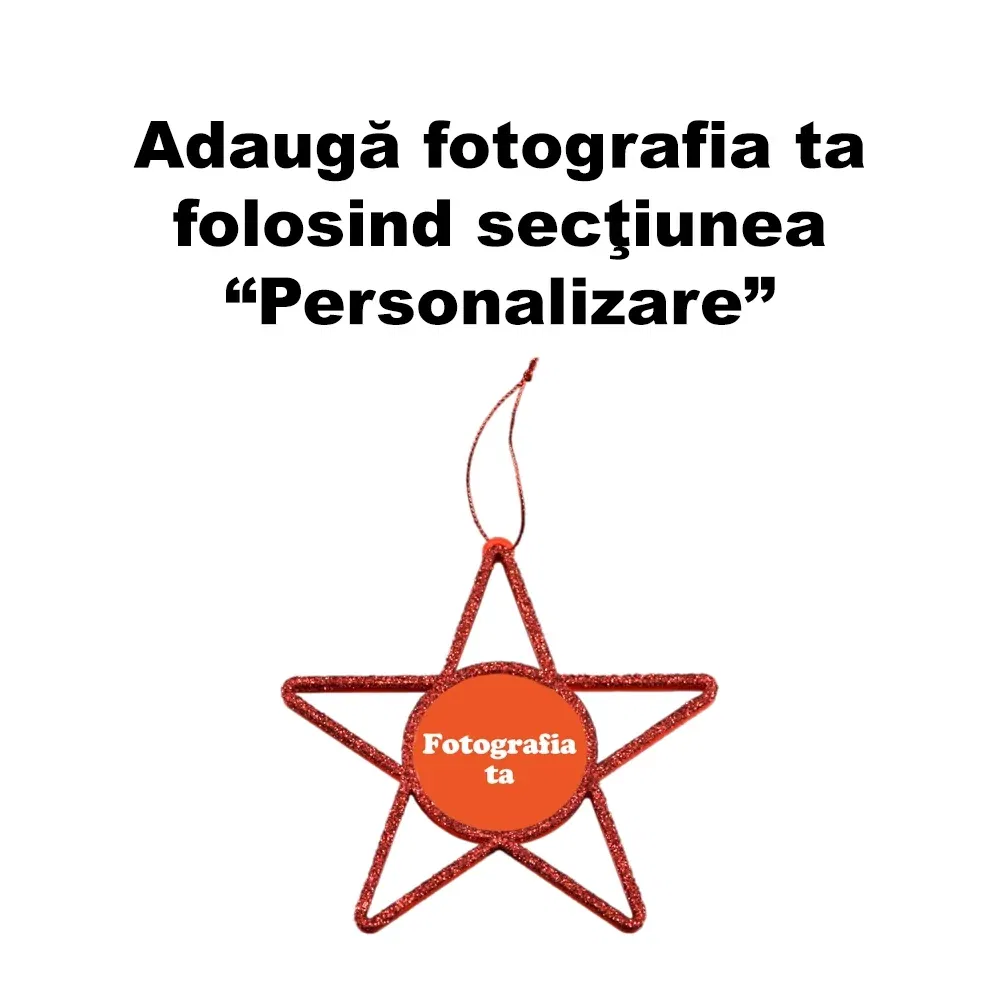 Ornament Brad Personalizat - Model “Stea”, Roșu