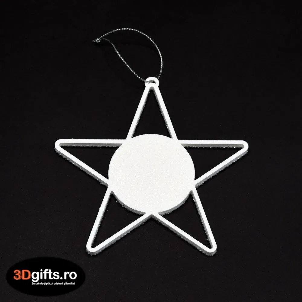 Ornament Brad Personalizat - Model “Stea”, Argintiu