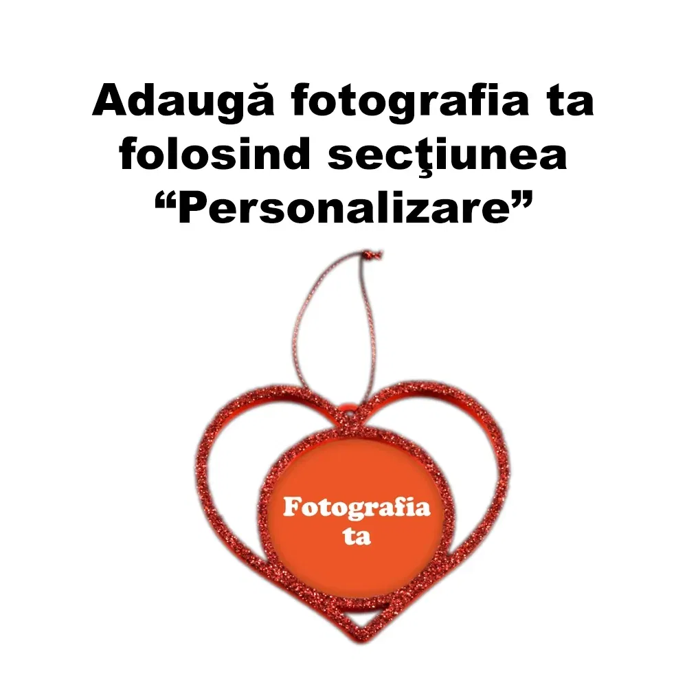 Ornament Brad Personalizat - Model “Inimă”, Roșu