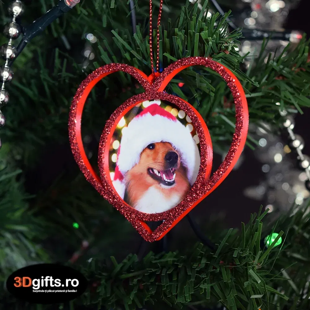 Set 3 x Ornament Brad - Model “Inimă”, Roșu