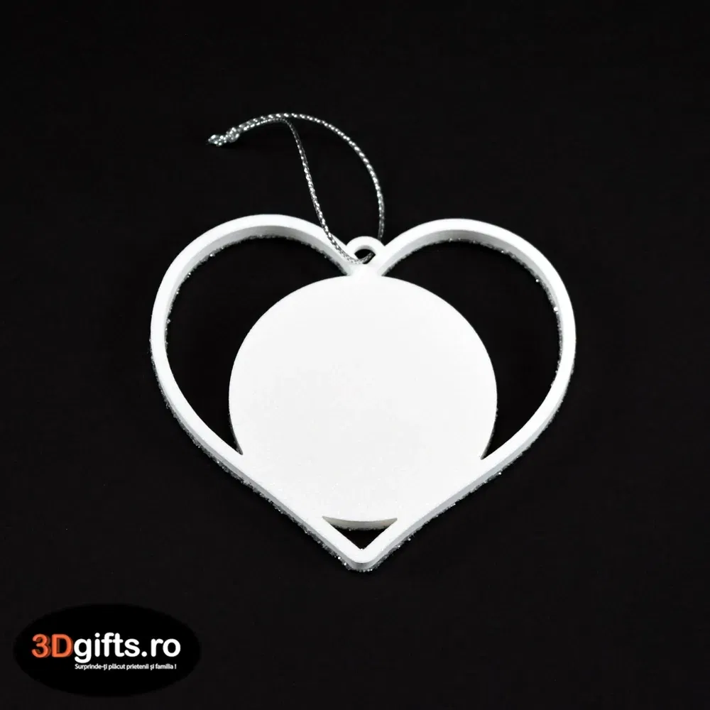 Set 3 x Ornament Brad - Model “Inimă”, Argintiu Set 3 x Ornament Brad - Model “Inimă”, Argintiu