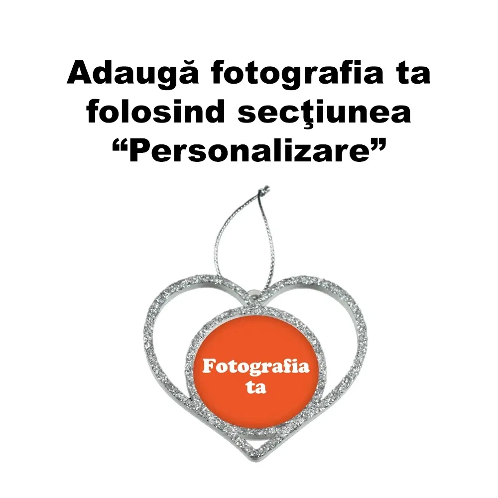 Set 3 x Ornament Brad - Model “Inimă”, Argintiu Set 3 x Ornament Brad - Model “Inimă”, Argintiu