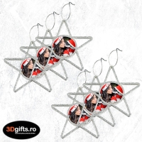 Set 6 x Ornament Brad - Model “Stea”, Argintiu