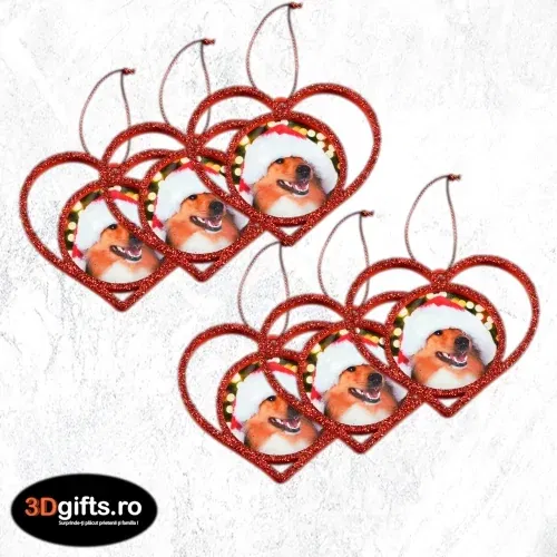 Set 6 x Ornament Brad - Model “Inimă”, Roșu