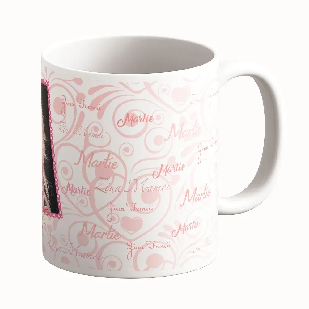 Cană Personalizată - Model "Martie Pink" Cu O Poză