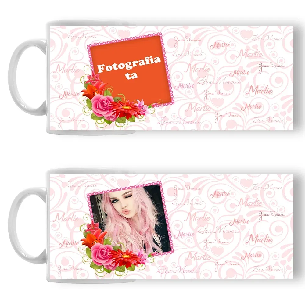Cană Personalizată - Model "Martie Pink" Cu O Poză