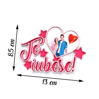 Magnet Personalizat 3D cu Poză - Model "Te iubesc", Roz