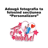 Magnet Personalizat 3D cu Poză - Model "Te iubesc", Roz