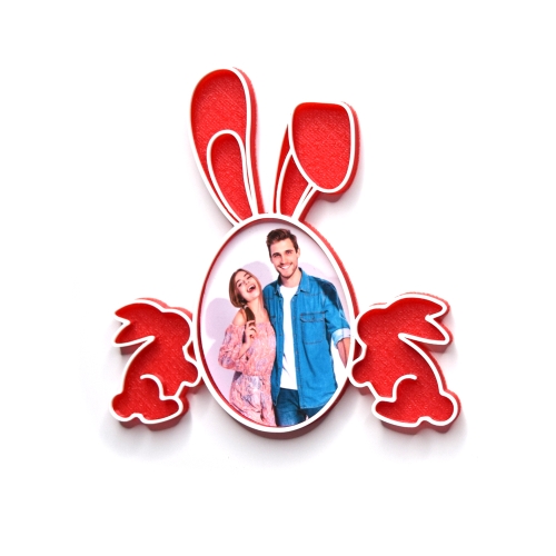 Magnet Personalizat 3D cu Poză - Model "Iepuraș De Paște", Roșu