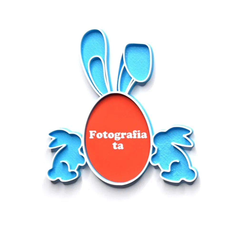 Magnet Personalizat 3D cu Poză - Model "Iepuraș De Paște", Albastru