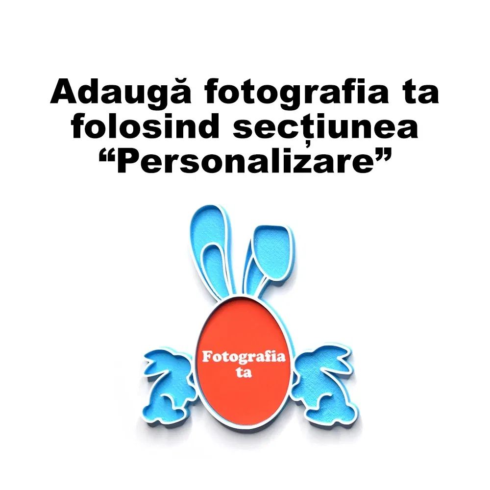Magnet Personalizat 3D cu Poză - Model "Iepuraș De Paște", Albastru