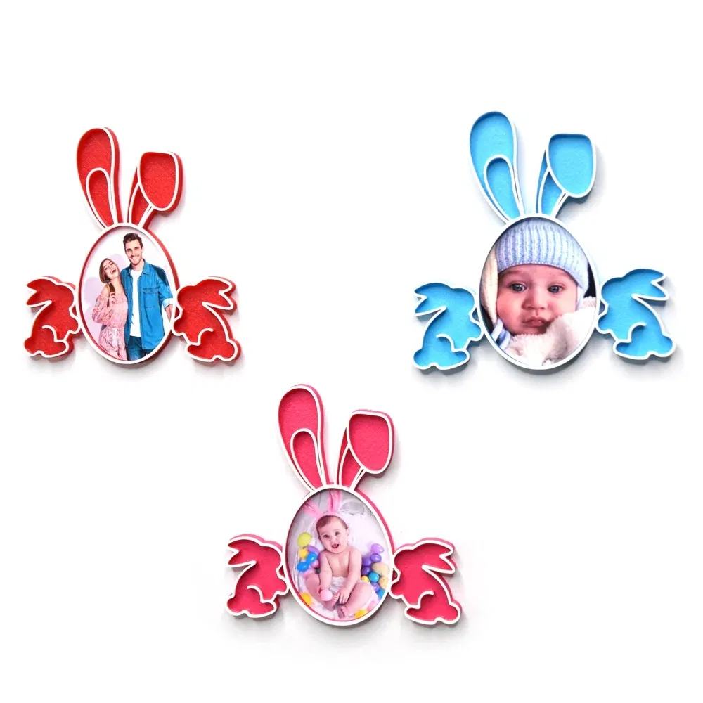 Magnet Personalizat 3D cu Poză - Model "Iepuraș De Paște", Albastru