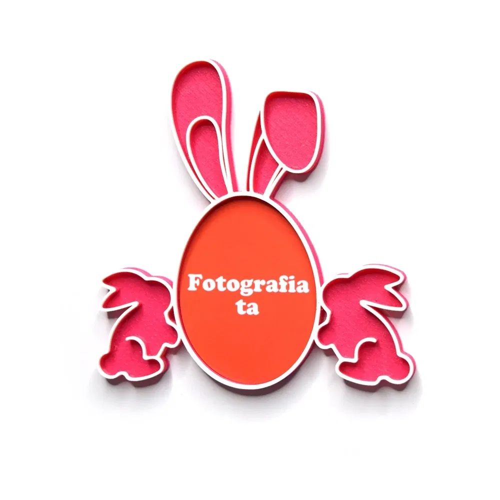 Magnet Personalizat 3D cu Poză - Model "Iepuraș De Paște", Roz