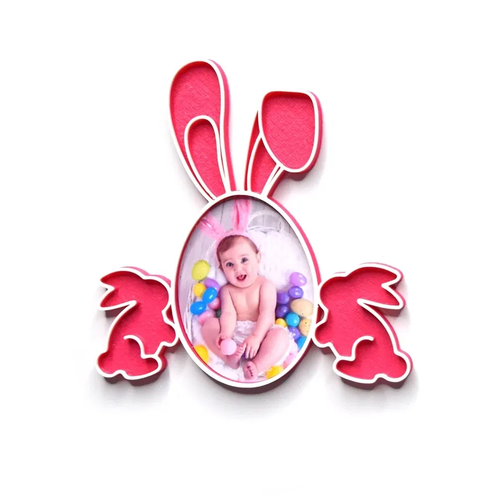 Magnet Personalizat 3D cu Poză - Model "Iepuraș De Paște", Roz