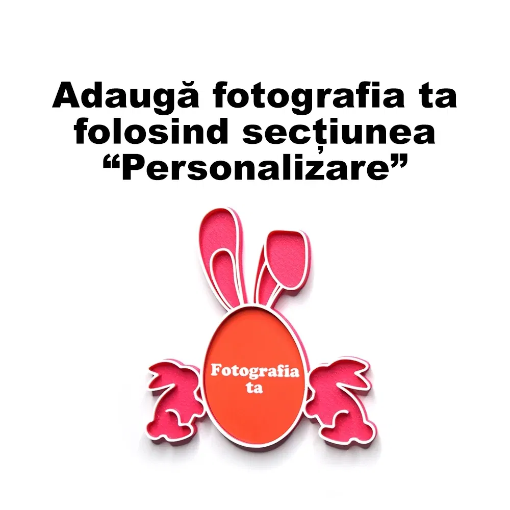 Magnet Personalizat 3D cu Poză - Model "Iepuraș De Paște", Roz
