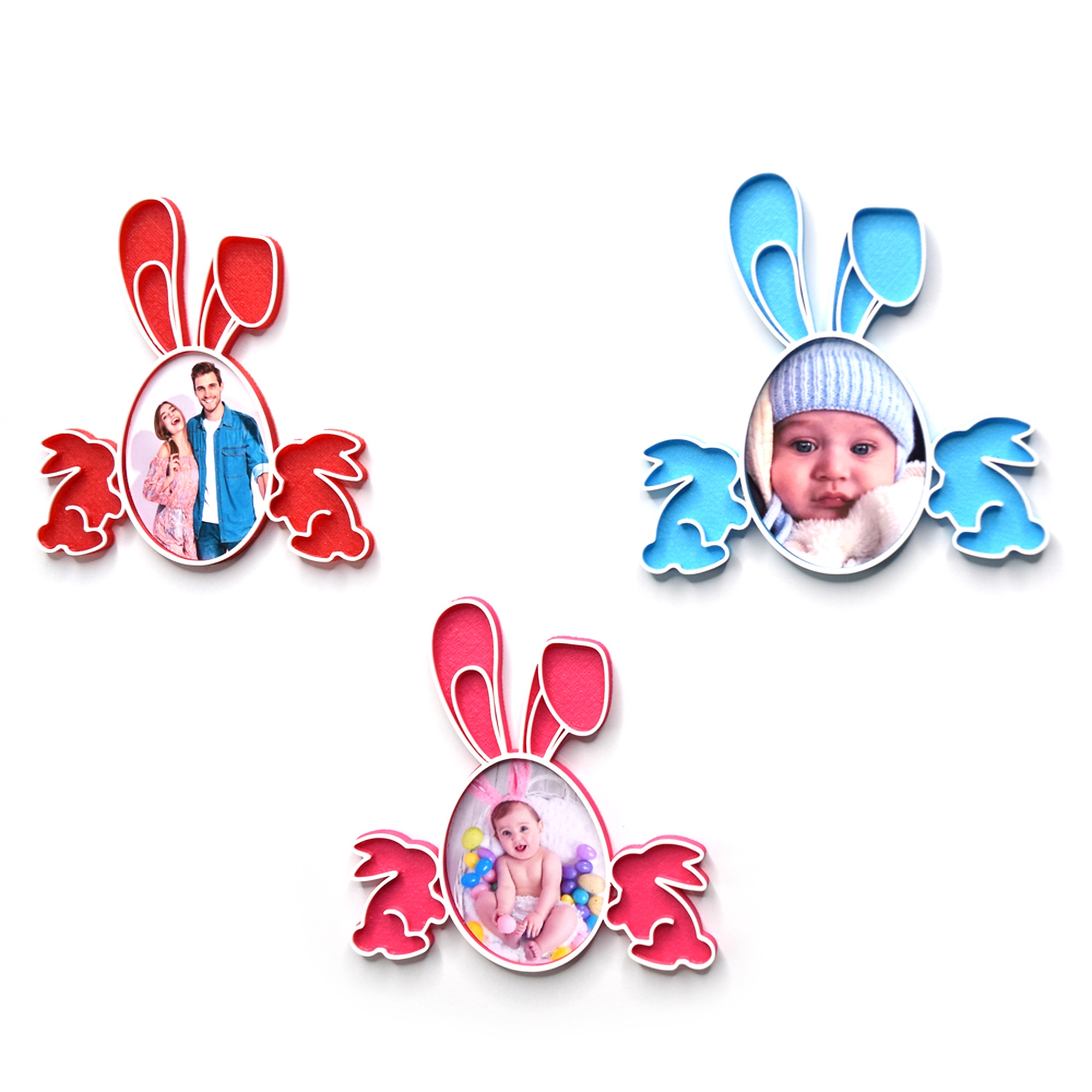 Magnet Personalizat 3D cu Poză - Model "Iepuraș De Paște", Roz