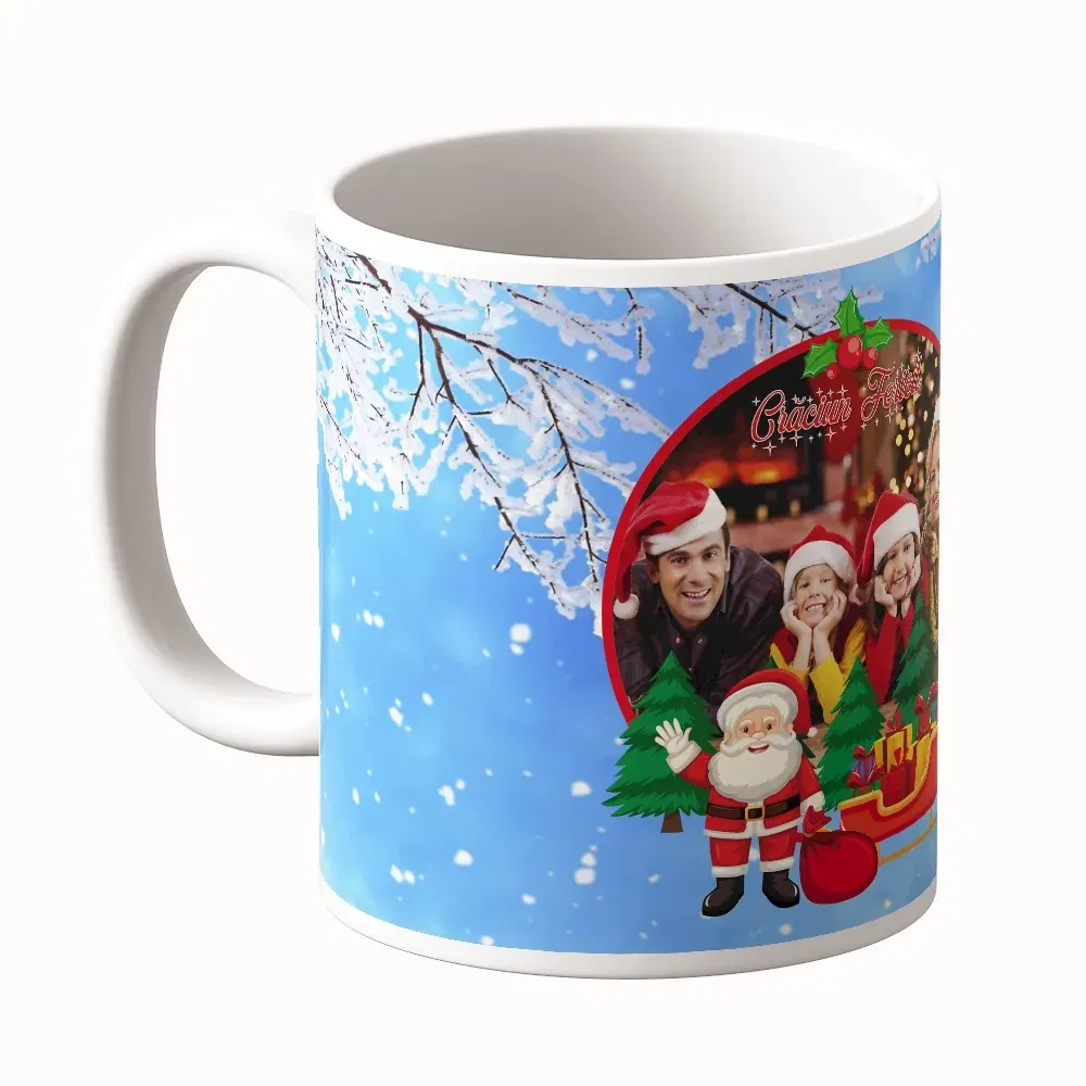 Cană Personalizată - Model "Crăciun Diafan" Cu O Poză