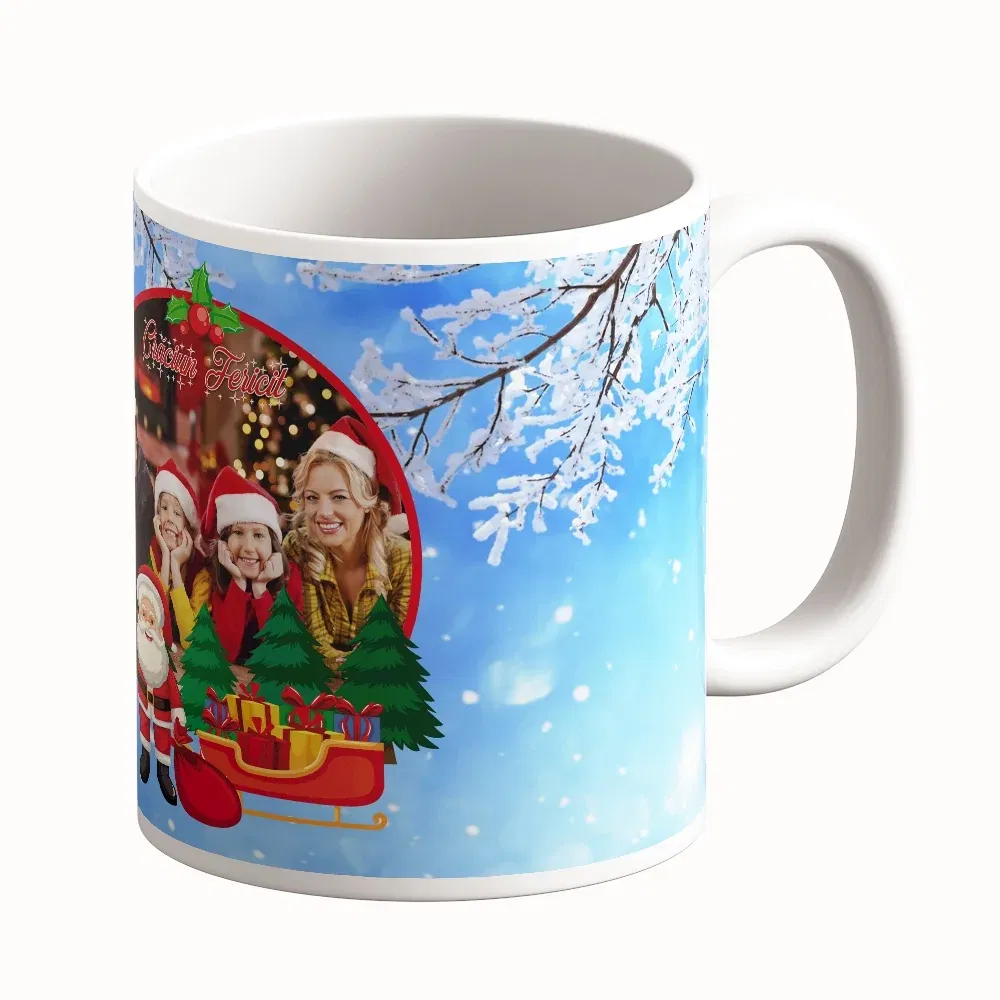 Cană Personalizată - Model "Crăciun Diafan" Cu O Poză