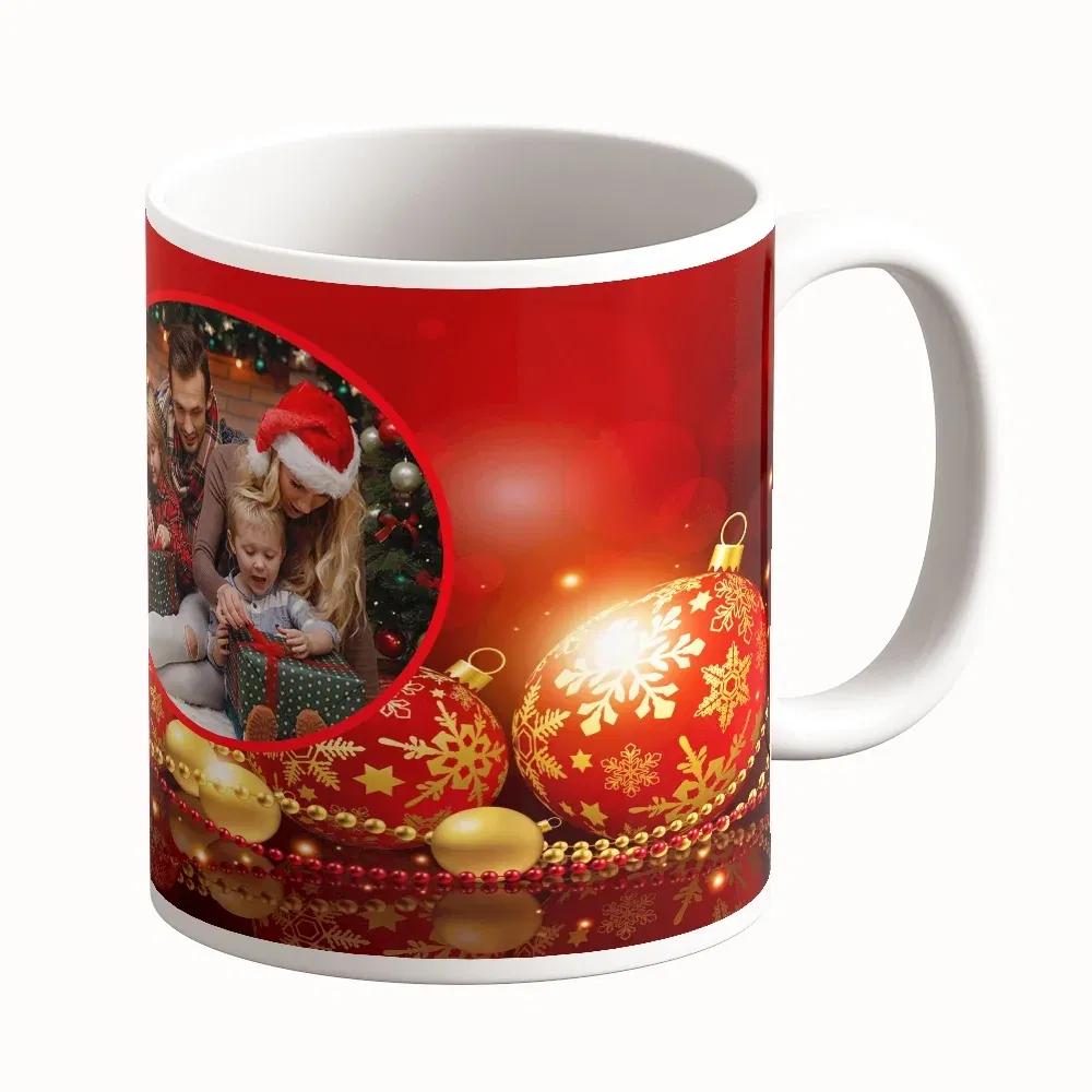 Cană Personalizată - Model "Crăciun Fericit" Cu O Poză Și Text