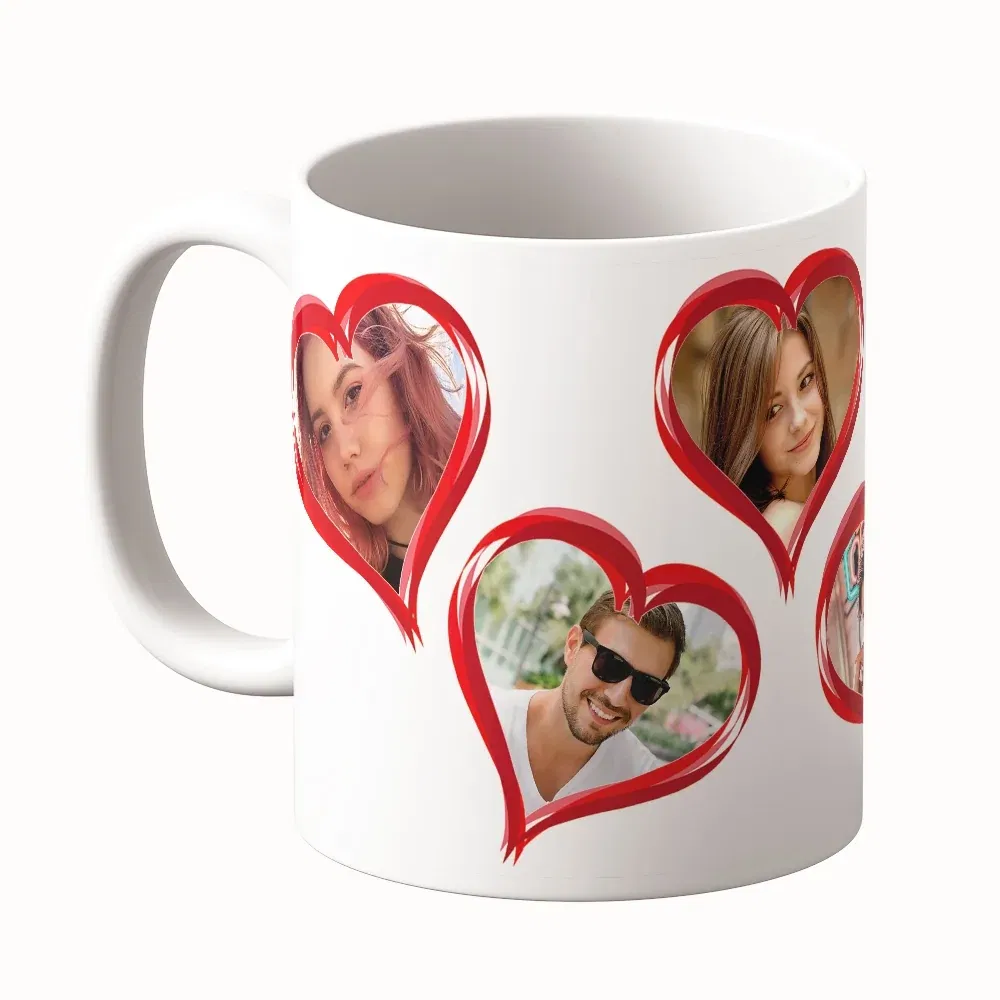 Cană Personalizată - Model "5 Inimioare" Cu 5 Poze Cană Personalizată - Model "5 Inimioare" Cu 5 Poze