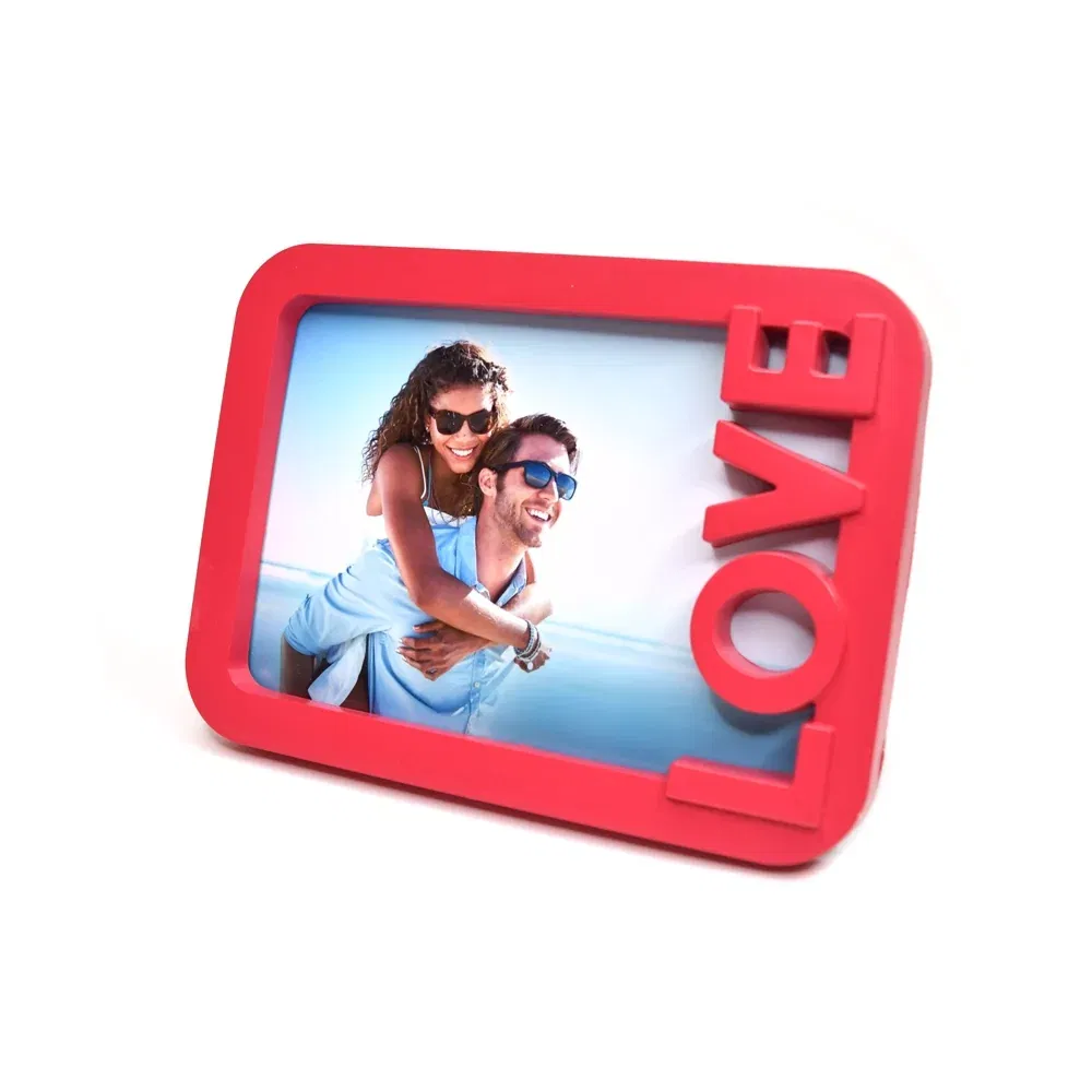 Ramă Foto Personalizată Roșie - Model "LOVE" Cu O Poză