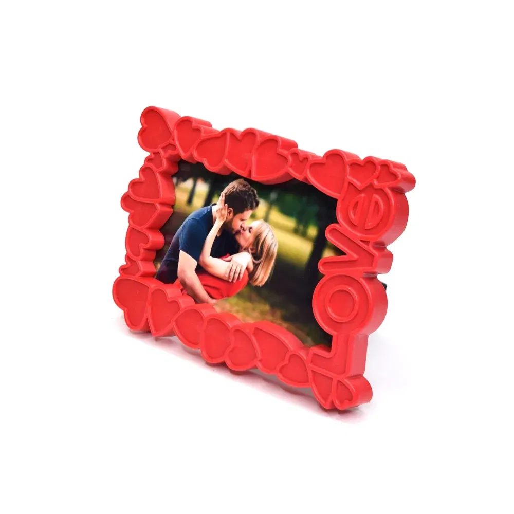 Ramă Foto Personalizată Roșie - Model "Inimioare" Cu O Poză