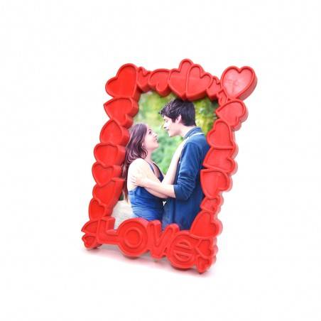 Ramă Foto Personalizată Roșie - Model "Inimioare" Cu O Poză