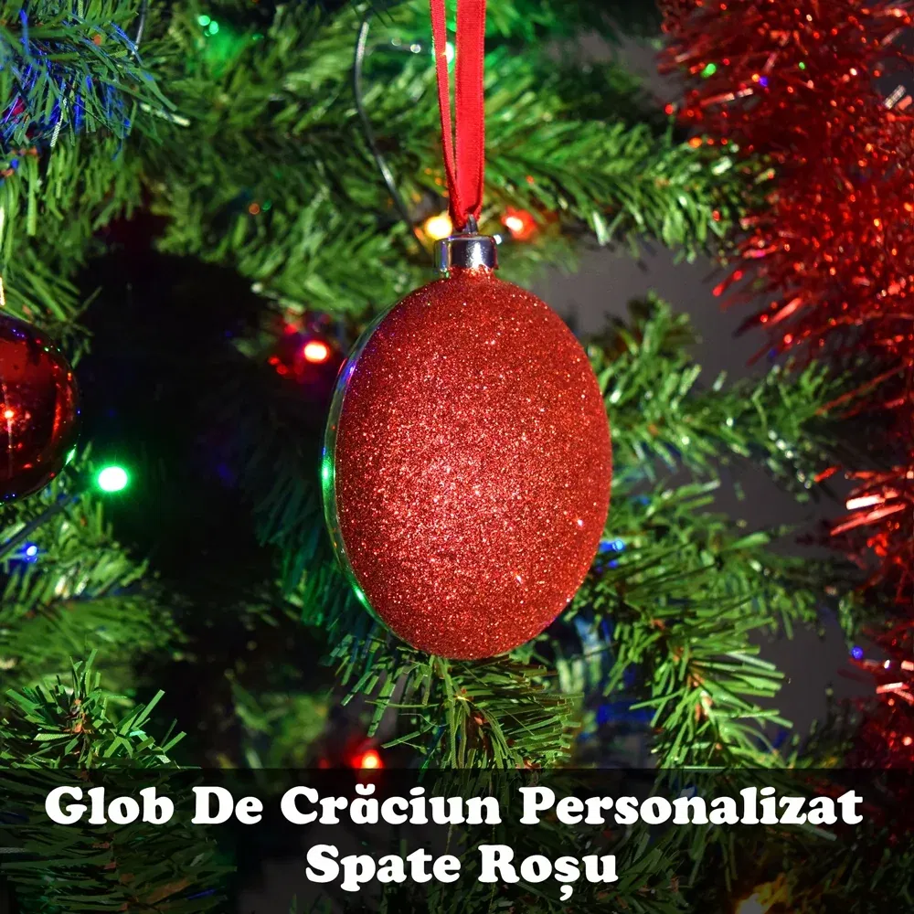 Glob De Crăciun Personalizat Cu O Poză Mare Și Sclipici Pe Spate