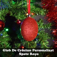 Glob De Crăciun Personalizat Cu O Poză Mare Și Sclipici Pe Spate