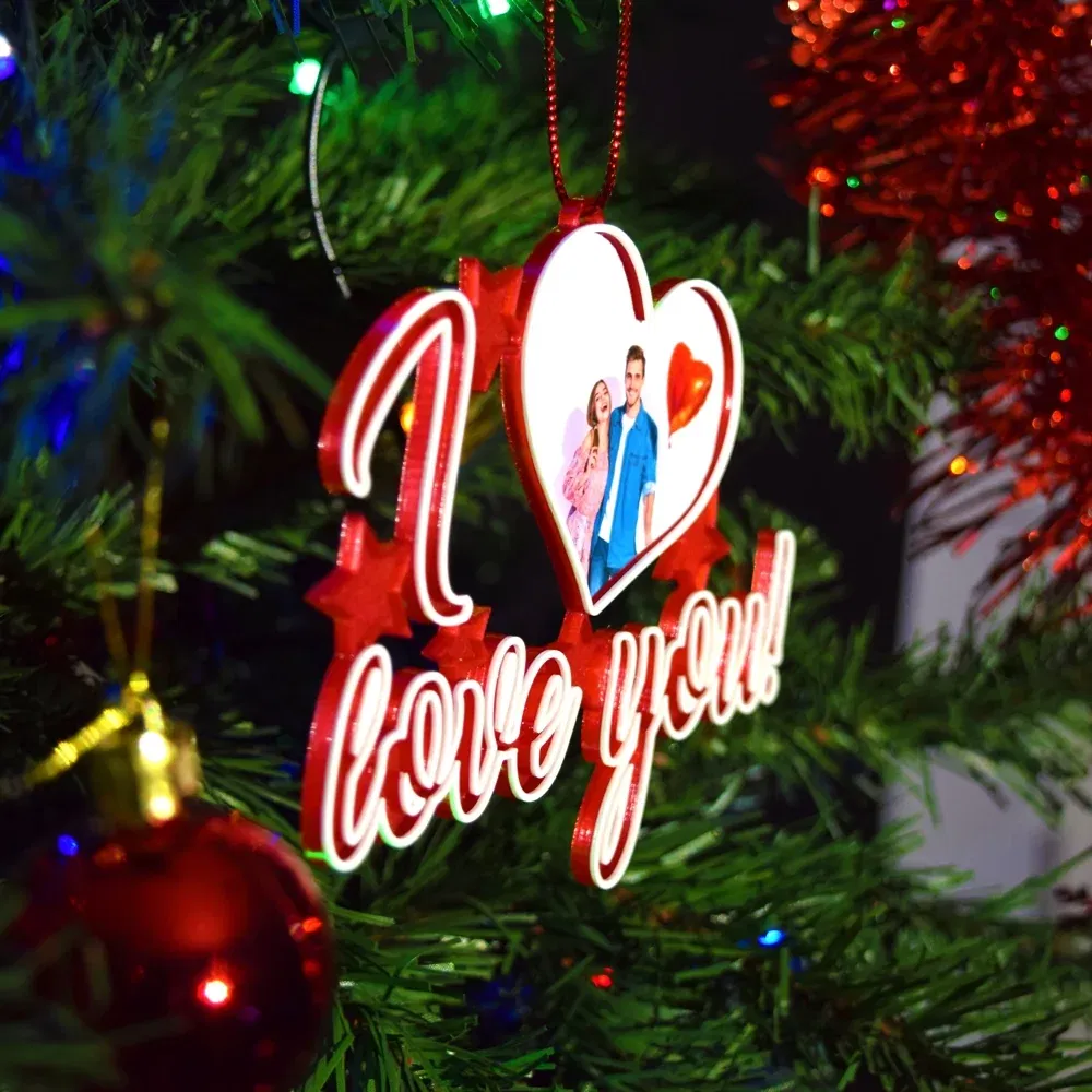 Glob Personalizat 3D Pentru Brad - Model "I love you" Cu O Poză