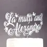 Topper Tort Personalizat Transparent - "La Mulți Ani" Cu Nume Și Dată