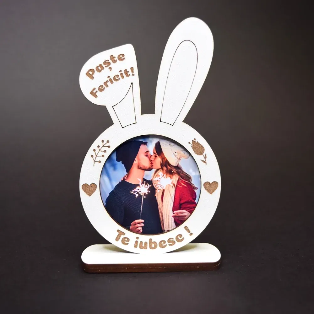 Ramă Personalizată Urechi Iepuraș De Paște - Cu O Poză Și Text