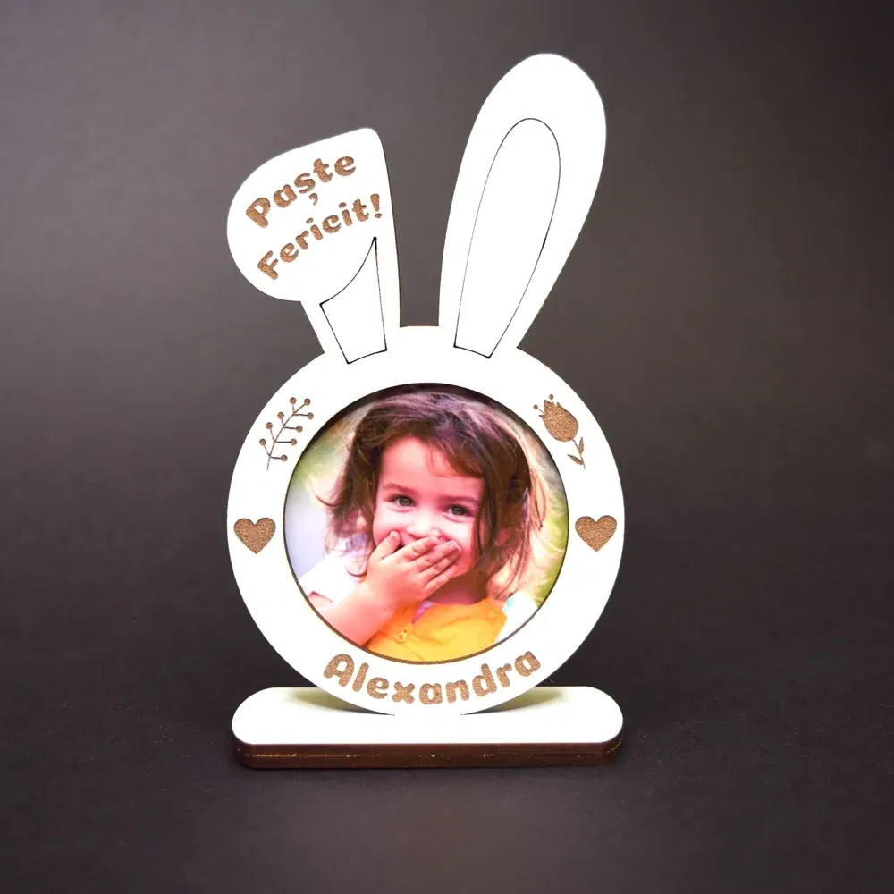 Ramă Personalizată Urechi Iepuraș De Paște - Cu O Poză Și Text