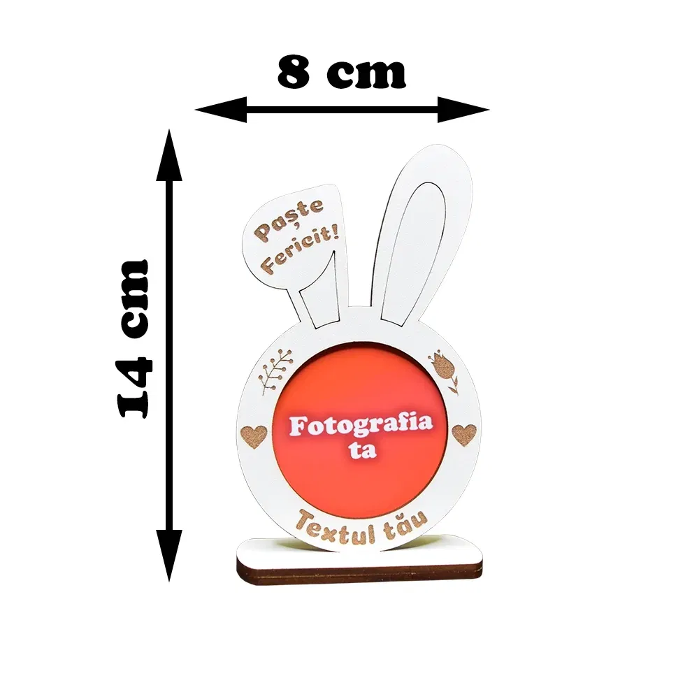 Ramă Personalizată Urechi Iepuraș De Paște - Cu O Poză Și Text