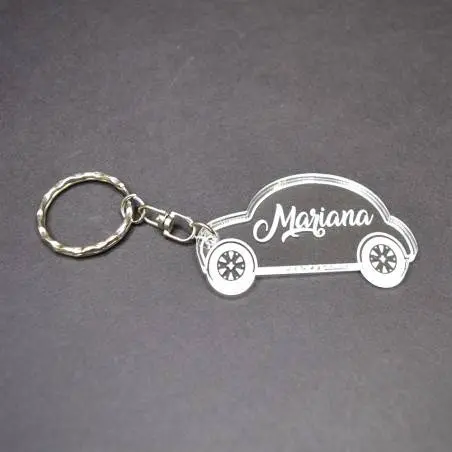Breloc Personalizat Cu Nume Sau Text - Model Mașină Transparent