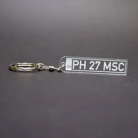 Breloc Personalizat Cu Număr Auto - Model Transparent