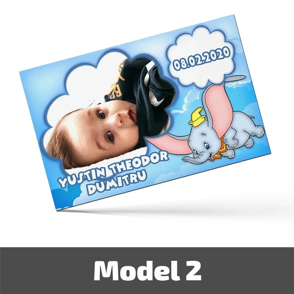 Mărturii Botez Magnetice Cu Poză, Nume Și Dată - Set 10 Buc. - Model 2