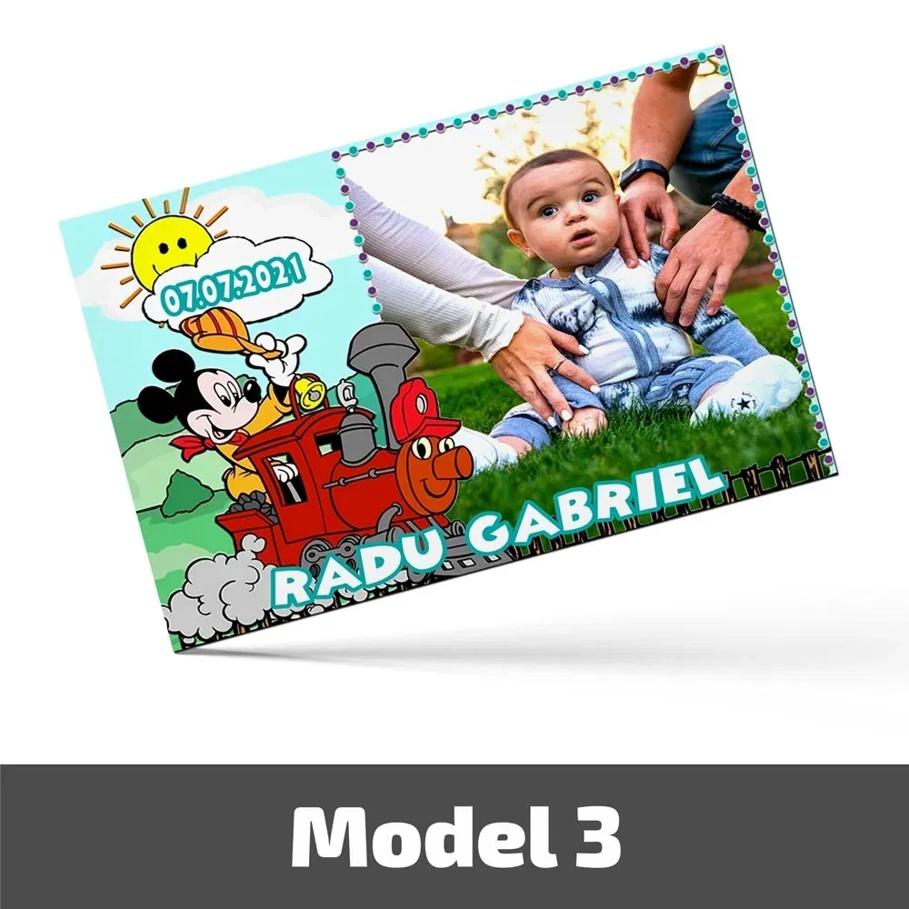 Mărturii Botez Magnetice Cu Poză, Nume Și Dată - Set 10 Buc. - Model 3