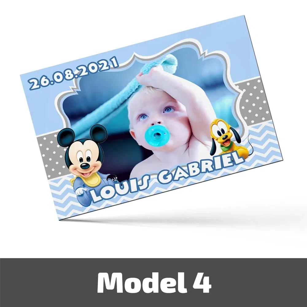 Mărturii Botez Magnetice Cu Poză, Nume Și Dată - Set 10 Buc. - Model 4