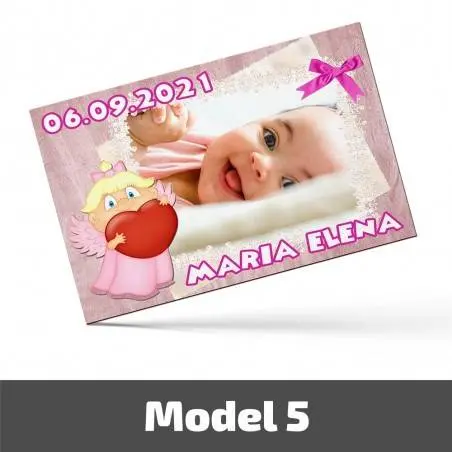 Mărturii Botez Magnetice Cu Poză, Nume Și Dată - Set 10 Buc. - Model 5