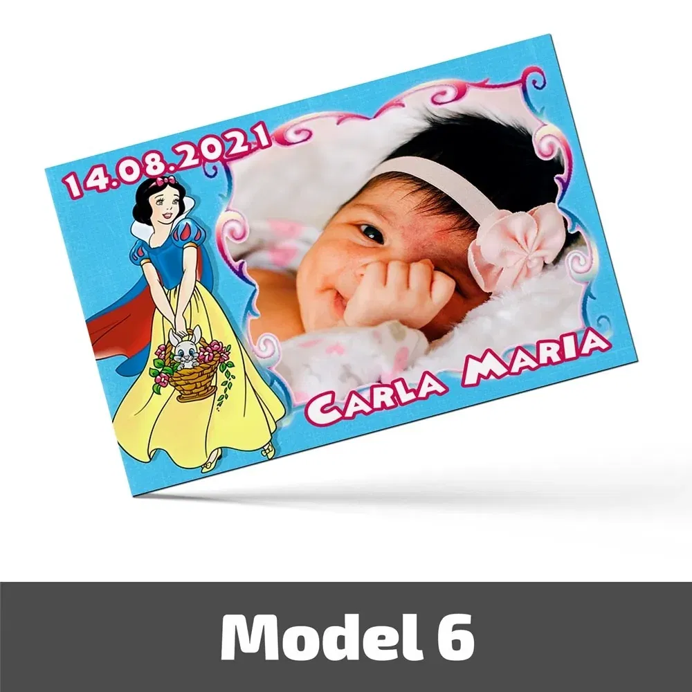 Mărturii Botez Magnetice Cu Poză, Nume Și Dată - Set 10 Buc. - Model 6