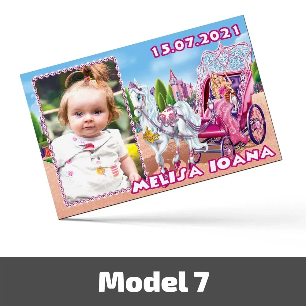 Mărturii Botez Magnetice Cu Poză, Nume Și Dată - Set 10 Buc. - Model 7