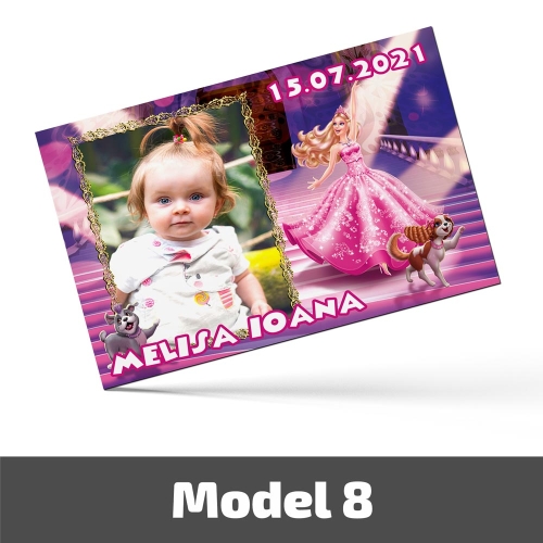 Mărturii Botez Magnetice Cu Poză, Nume Și Dată - Set 10 Buc. - Model 8
