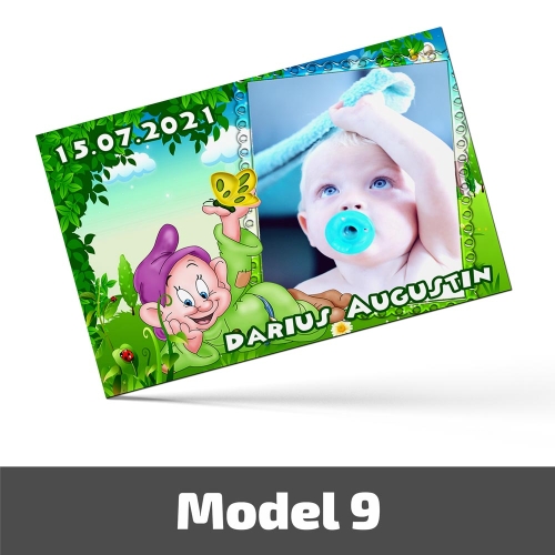 Mărturii Botez Magnetice Cu Poză, Nume Și Dată - Set 10 Buc. - Model 9