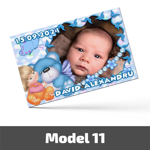 Mărturii Botez Magnetice Cu Poză, Nume Și Dată - Set 10 Buc. - Model 11
