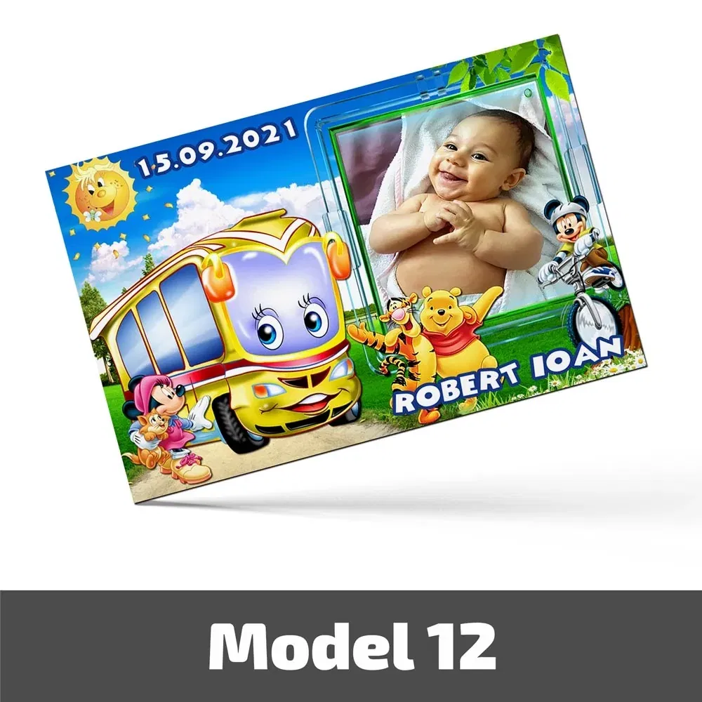 Mărturii Botez Magnetice Cu Poză, Nume Și Dată - Set 10 Buc. - Model 12