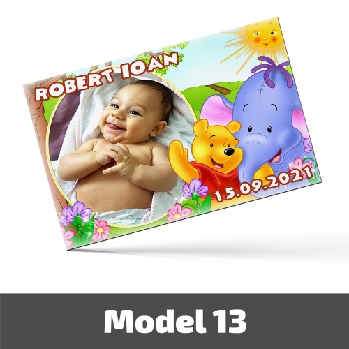 Mărturii Botez Magnetice Cu Poză, Nume Și Dată - Set 10 Buc. - Model 13